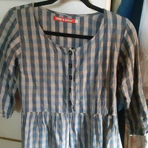 Pyne & Smith Blue Checkered Midi Dress